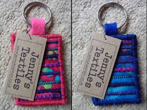 pink and blue keyrings